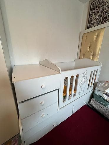 Үй жана бакча: Детская кроватка с рисунком Винни-Пуха - Материал: МДФ/дерево, каркас — 7