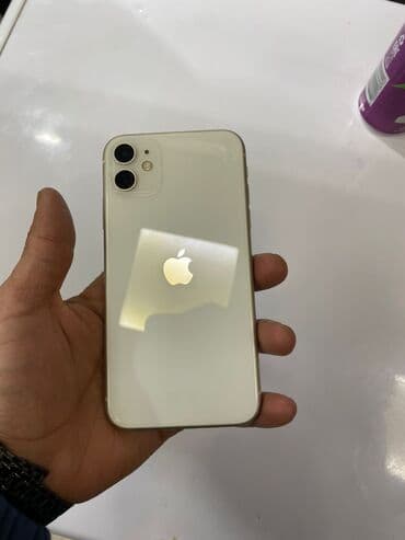 IPhone 11, Б/у, 128 ГБ, Белый, Зарядное устройство, Защитное стекло, Чехол, 74 %