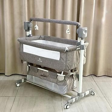 small table: Детская приставная кроватка, С колесиками, цвет - Серый — 2