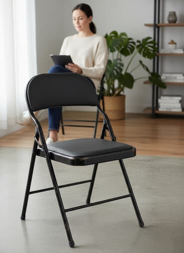 складное кресло для дома: Жүрүшкө арналган бүктөлмө отургуч, Темир, түсү - Кара — 1