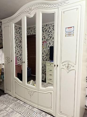 царга: Спальный гарнитур, Двуспальная кровать, Шкаф, Комод, Самовывоз, цвет - Бежевый — 1