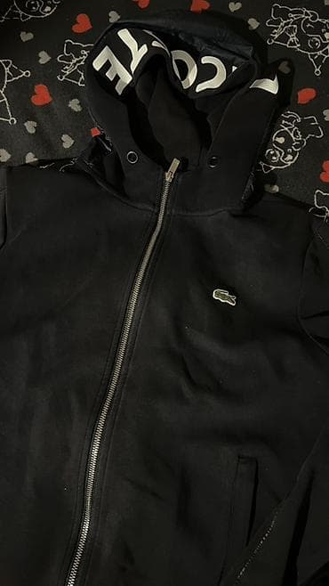 nike tech flecce: Худи/куртка на молнии Lacoste, размер M (Slim Fit). - Цвет: черный. - — 1