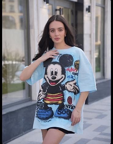 Женская одежда: Футболка, Оверсайз, Корея, Хлопок, Новый, L, XL, 2XL — 8