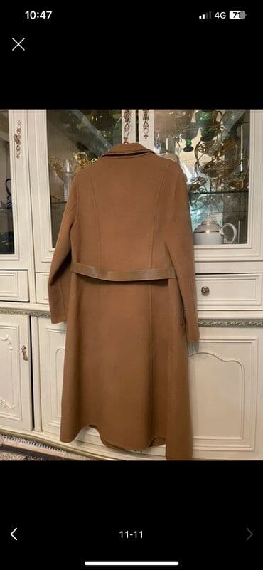 плащ мужской длинный: Пальто, Классика, Зима, Овечья шерсть, Длинная модель, Приталенная модель, С поясом, Без подкладки, L — 9