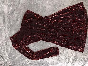 second hand: Вечернее платье, Коктейльное, Короткая модель, Полиэстер, С рукавами, С пайетками, L — 2