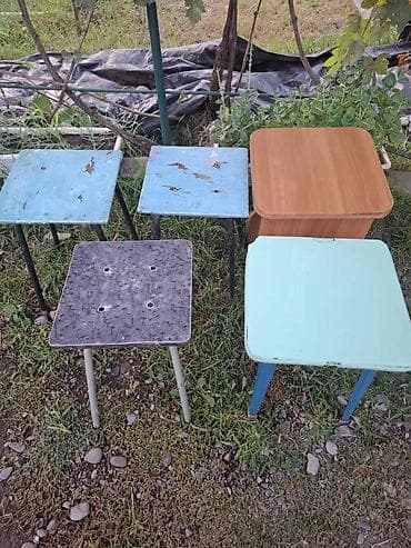 Стулья, табуретки: Набор винтажных табуретов/приставных столиков советского типа (5 шт.) — 2