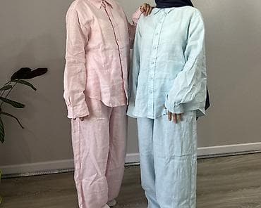 Костюмы: Льняной женский костюм из рубашки и широких брюк. - Материал: 100% — 2