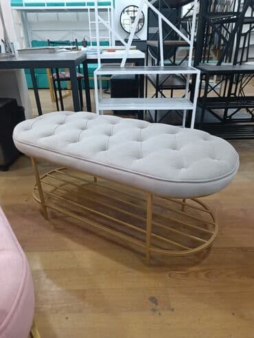 скамейка фото: Банкетка, Новый, С полками, Платная доставка, цвет - Серый — 1