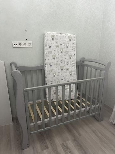 Детская приставная кроватка, Без колесиков, цвет - Серый — 1