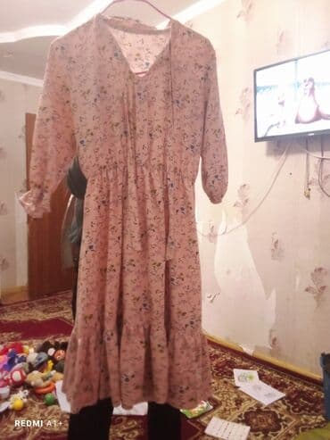 платье в горошек большого размера: Платье женское с цветочным принтом. - Цвет: пудрово-розовый фон с — 1