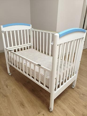 Детская приставная кроватка, С колесиками, цвет - Белый