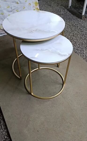 купить стол из эпоксидной смолы: Комплект из двух круглых журнальных столиков. - Дизайн: лаконичные — 2