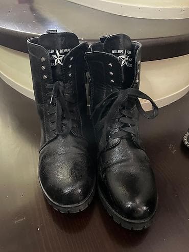 Черные кожаные ботинки Miller (надпись на язычке), стиль