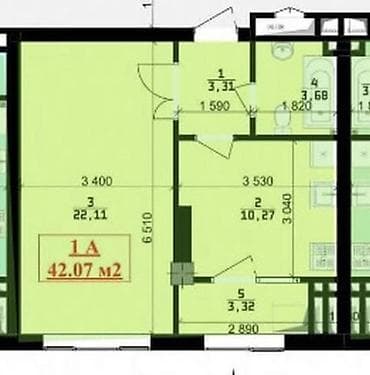 107: 1 комната, 42 м², Элитка, 11 этаж — 2