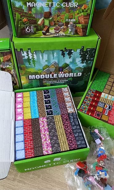 оптовик игрушки: 🧲 Магнитные кубики Minecraft 554 шт + 15 минифигурок- 4150 сом 448 — 8