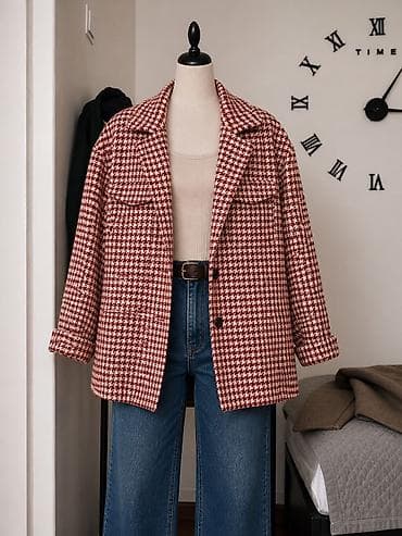 Жакет-рубашка в стиле overshirt с принтом «гусиная лапка»