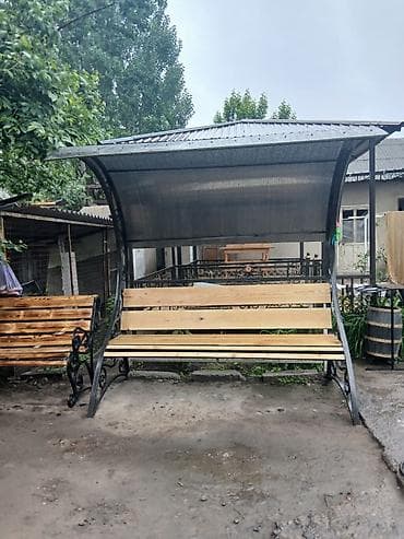 Скамейка Металл, Со спинкой, С крышей