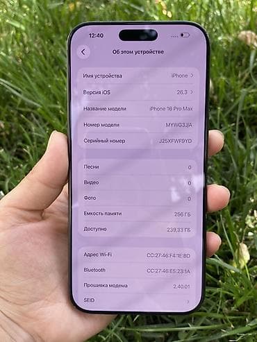nokia n90: IPhone 16 Pro Max, 256 ГБ, Графит, 91 % — 4