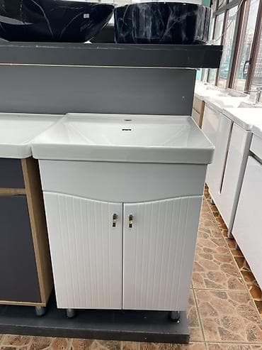 Тумба для ванны, С раковиной, Другой материал, цвет - Белый