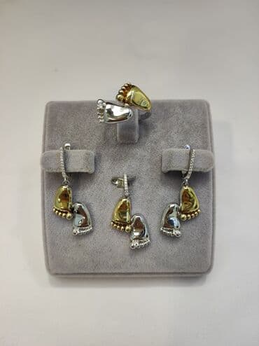 свадебные наборы ручной: Серебряный комплект "Ножки" Дизайн Италия Серебро напыление жёлтое — 5