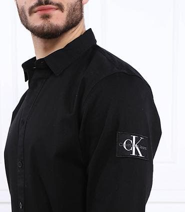 Рубашки: Мужская рубашка, M, Calvin Klein, Новый, цвет - Черный, Самовывоз, Бесплатная доставка — 4