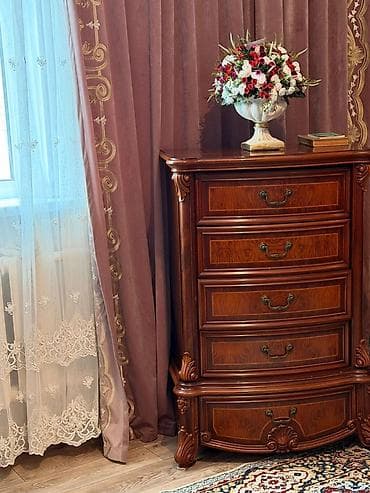 спальный гарнитур талас: Спальный гарнитур, Б/у, Двуспальная кровать, Комод, Трюмо, Турция, Дерево, Самовывоз, цвет - Коричневый — 3