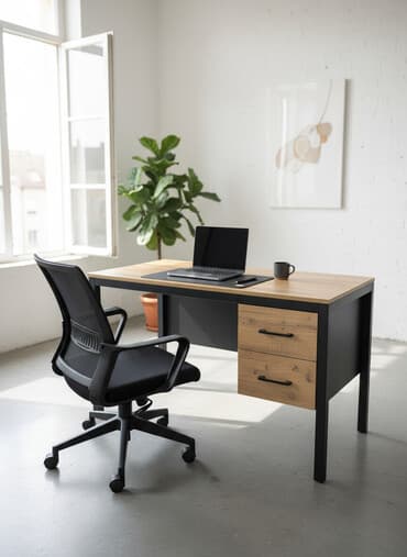 Комплект офисной мебели, МДФ, цвет - Черный