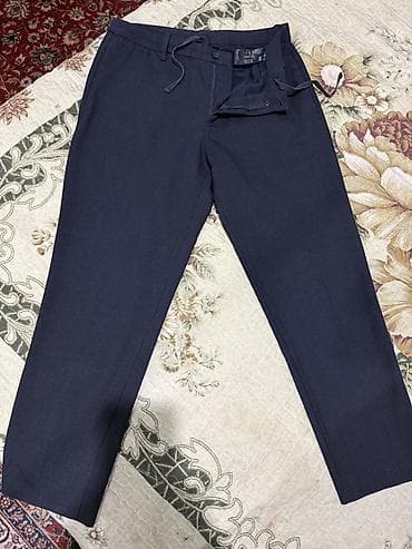 Домашние костюмы: Мужские брюки Uniqlo, темно-синие (неоднородная фактура в мелкую — 1