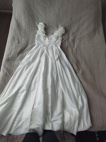 свадебная бижутерия: Свадебное/вечернее платье A‑line, цвет айвори (белый). - Силуэт — 7