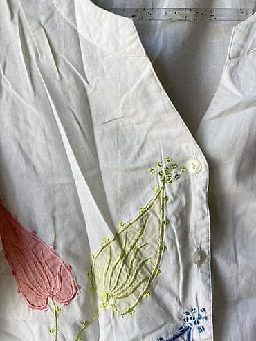 одежда платья: Комплект из натуральной ткани: блуза и длинная юбка белого цвета с — 2