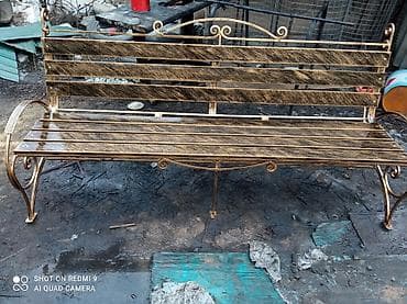 Детская мебель: Скамейка Металл, Со спинкой, Без крыши — 6