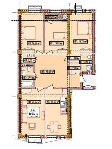 3 комнаты, 127 м², ул. Алматинка / Чуй Элитка, 7 этаж — 1