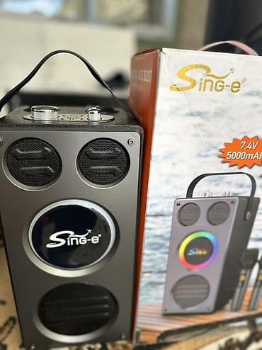 акустические системы sonmax с микрофоном: Портативная акустическая система Sing-e JQS9405 с караоке - Мощность — 5