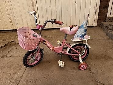 Детский велосипед для девочки, розовый, с тематикой «Принцессы»