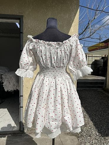 женские летние комбинезоны: Повседневное платье, Made in KG, Лето, Короткая модель, Хлопок, Крестьянка, XS, S, M — 10