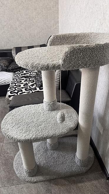 Детские площадки: Игровой комплекс для кошек с когтеточками и лежанкой - Двухъярусная — 3