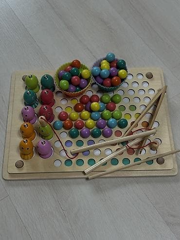 бур рыболовный: Деревянная развивающая игра «Рыбалка и сортировка шариков» 3+ — 1