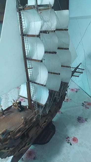 стант проект: Деревянная модель парусного корабля ручной работы. - Материал: дерево — 4