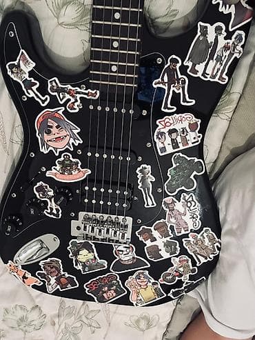 tech deck: Электрогитара форм‑фактор Stratocaster, черный корпус с индивидуальным — 2