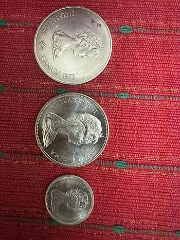 серебрянная монета: Состояние монет без хождения . З серебряных монет королева — 2