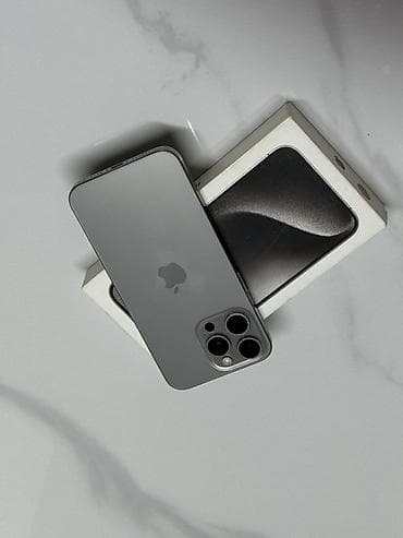 IPhone 15 Pro Max, Б/у, 256 ГБ, Natural Titanium, Коробка, 85 %