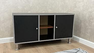 мебел табылга: Телевизордун шкаф жана стенди, Полго орнотулма, ЛДСП, түсү - Кара — 3