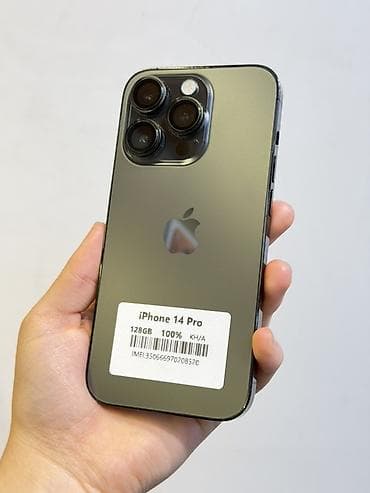 honor play: IPhone 14 Pro, Б/у, 128 ГБ, Черный, Зарядное устройство, Защитное стекло, Чехол, В рассрочку, 100 % — 1
