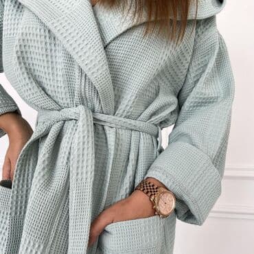 домашние халаты больших размеров: Халат, Вафельное полотно, S, XS, M — 11