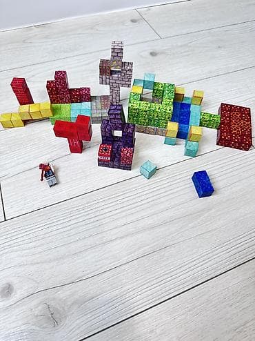 очки майнкрафт: Набор магнитных кубиков в стиле Minecraft в ведёрке 150 деталей - — 4