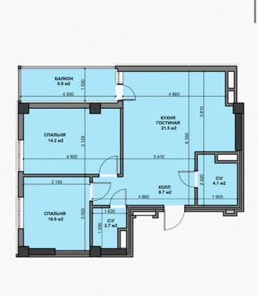 квартира джал 2 комнат шерой: 2 комнаты, 70 м², Элитка, 12 этаж, ПСО (под самоотделку) — 3