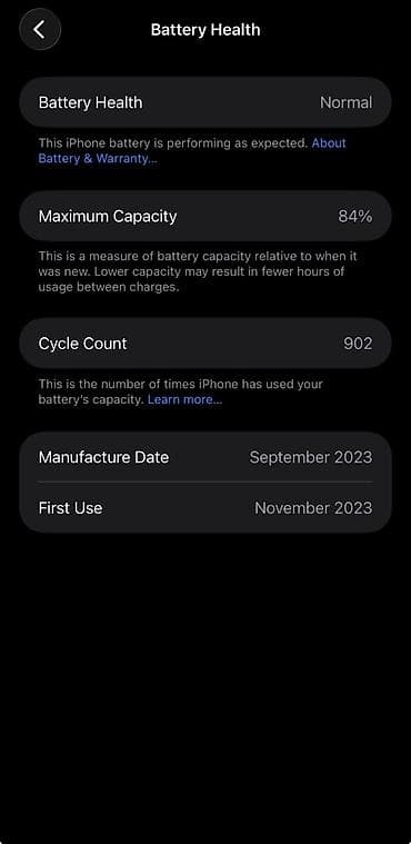 iphon 14: IPhone 15 Pro Max, Б/у, 512 ГБ, Серебристый, Чехол, 84 % — 7