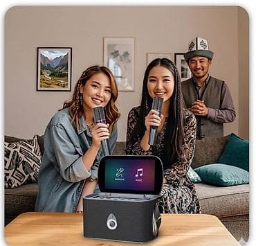 10 pro max: Портативная колонка караоке система с двумя микрофонами, сенсорным — 8