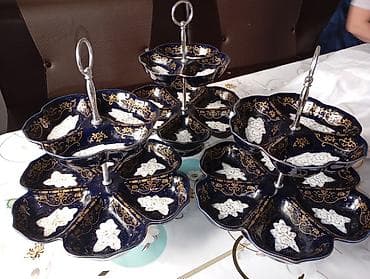 мини подставка: Двухъярусные фруктовницы/сервировочные этажерки из фарфора. - — 2