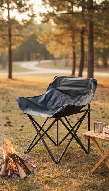 Походный складной стул, Другой материал, цвет - Черный at lalafo.kg Походный складной стул, Другой материал, цвет - Черный